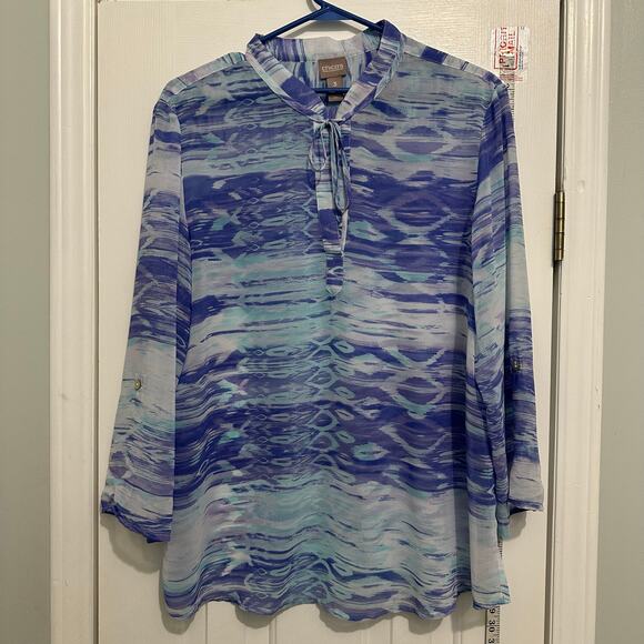Chicos semi sheer watercolor breezy blouse size xl 3 - Picture 2 of 9